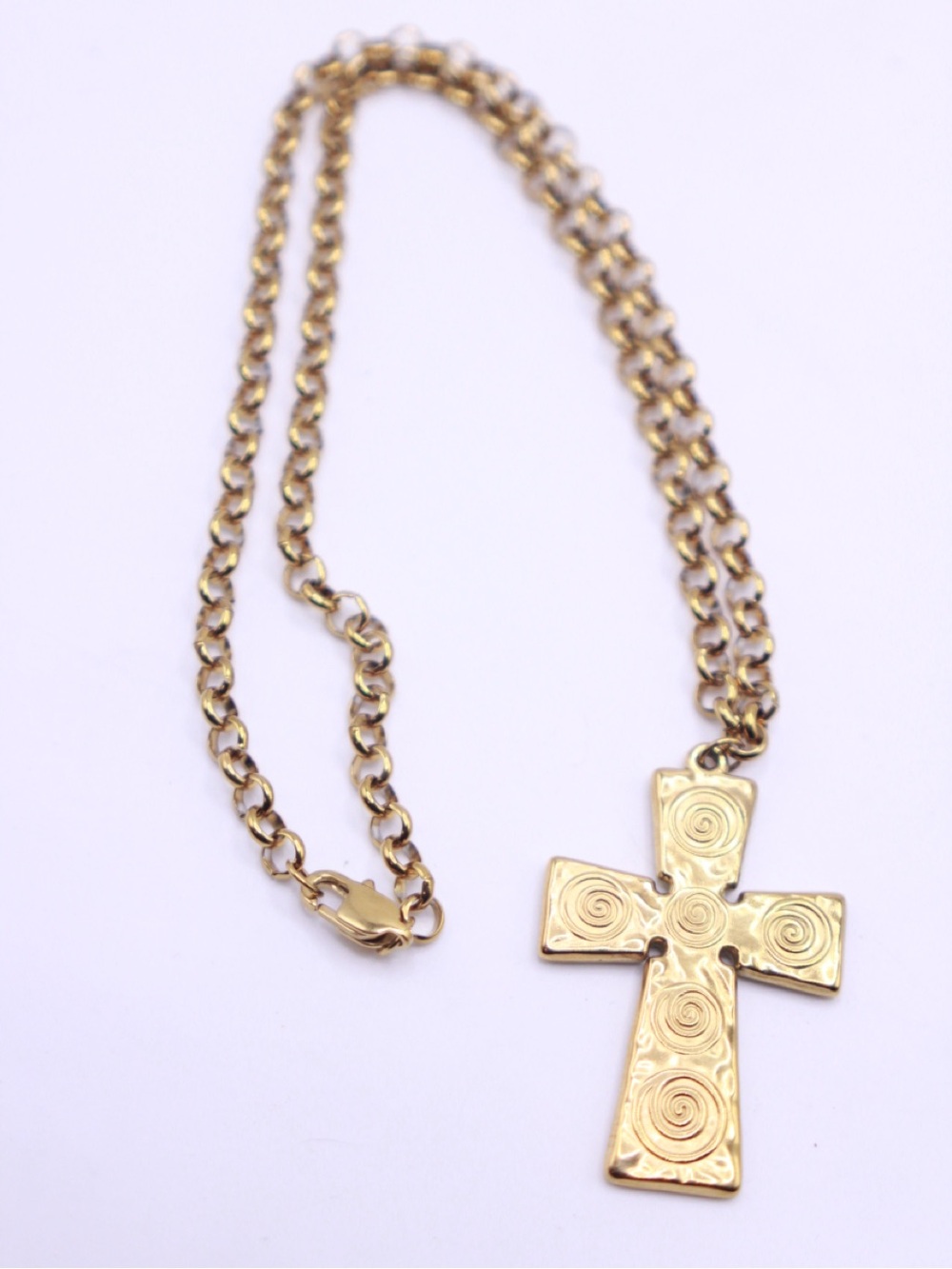 18K Gold Plated Stainless Steel Cross Pendant Necklace